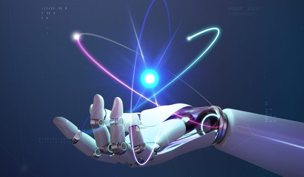 AI nuclear energy background, future innovation of disruptive technology